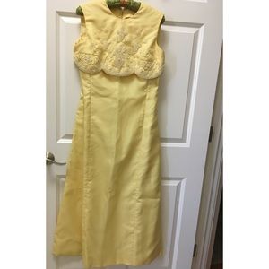 Vintage Giuseppe Yellow Formal Beaded Empire Bodice Sz 4/6